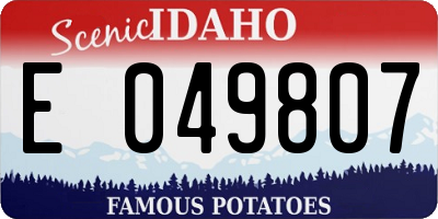 ID license plate E049807