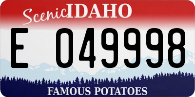 ID license plate E049998