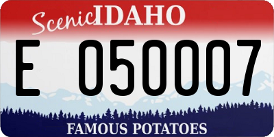 ID license plate E050007