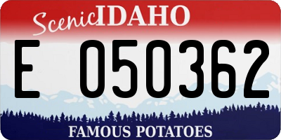 ID license plate E050362