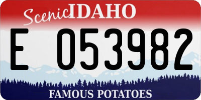 ID license plate E053982