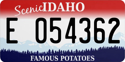 ID license plate E054362