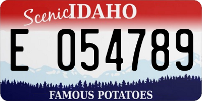 ID license plate E054789