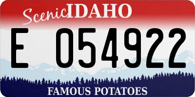 ID license plate E054922