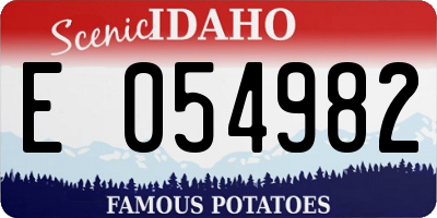ID license plate E054982