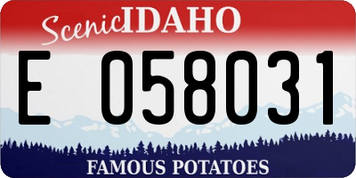 ID license plate E058031