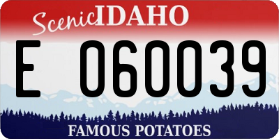 ID license plate E060039