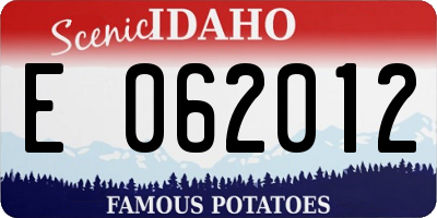 ID license plate E062012