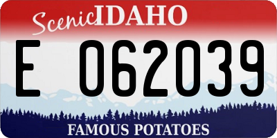 ID license plate E062039