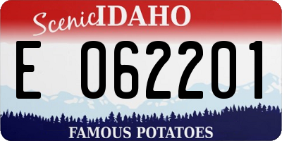 ID license plate E062201
