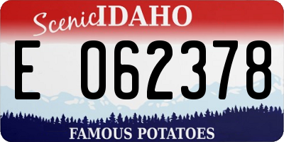 ID license plate E062378