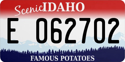 ID license plate E062702