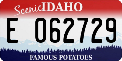 ID license plate E062729