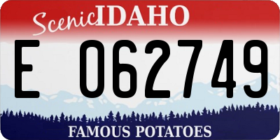 ID license plate E062749