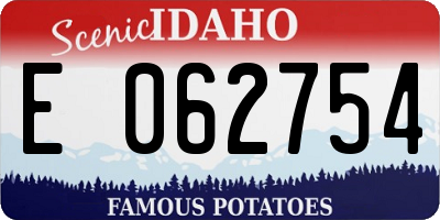 ID license plate E062754