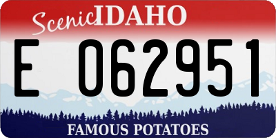 ID license plate E062951