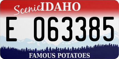ID license plate E063385