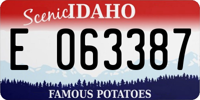 ID license plate E063387