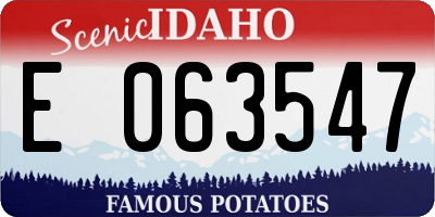 ID license plate E063547