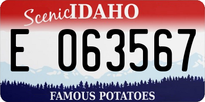 ID license plate E063567