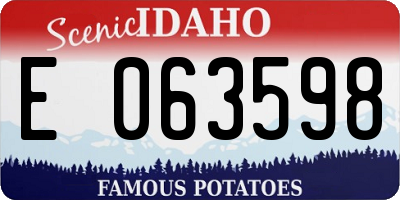 ID license plate E063598