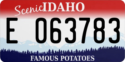ID license plate E063783