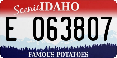 ID license plate E063807