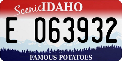 ID license plate E063932