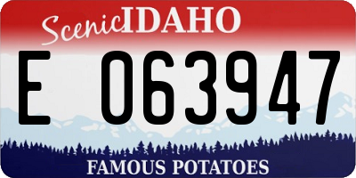 ID license plate E063947
