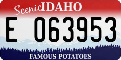 ID license plate E063953
