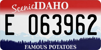 ID license plate E063962