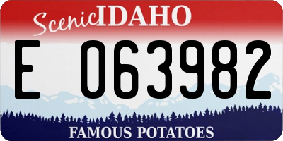 ID license plate E063982