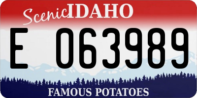 ID license plate E063989