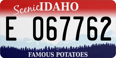 ID license plate E067762