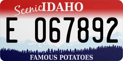 ID license plate E067892