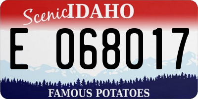 ID license plate E068017