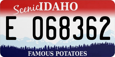 ID license plate E068362