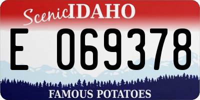 ID license plate E069378