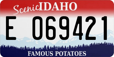 ID license plate E069421