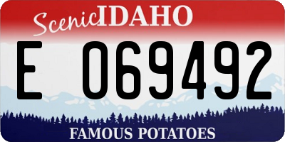 ID license plate E069492