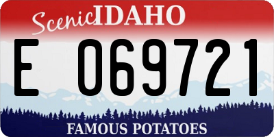 ID license plate E069721