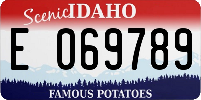 ID license plate E069789