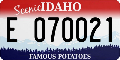 ID license plate E070021