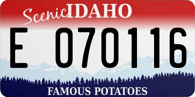 ID license plate E070116
