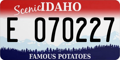 ID license plate E070227