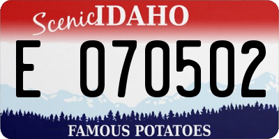 ID license plate E070502