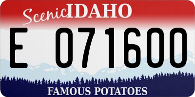 ID license plate E071600