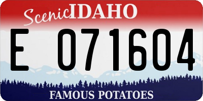 ID license plate E071604