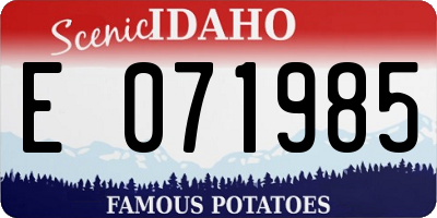ID license plate E071985