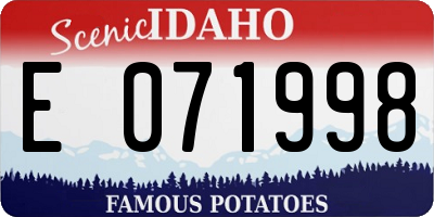 ID license plate E071998